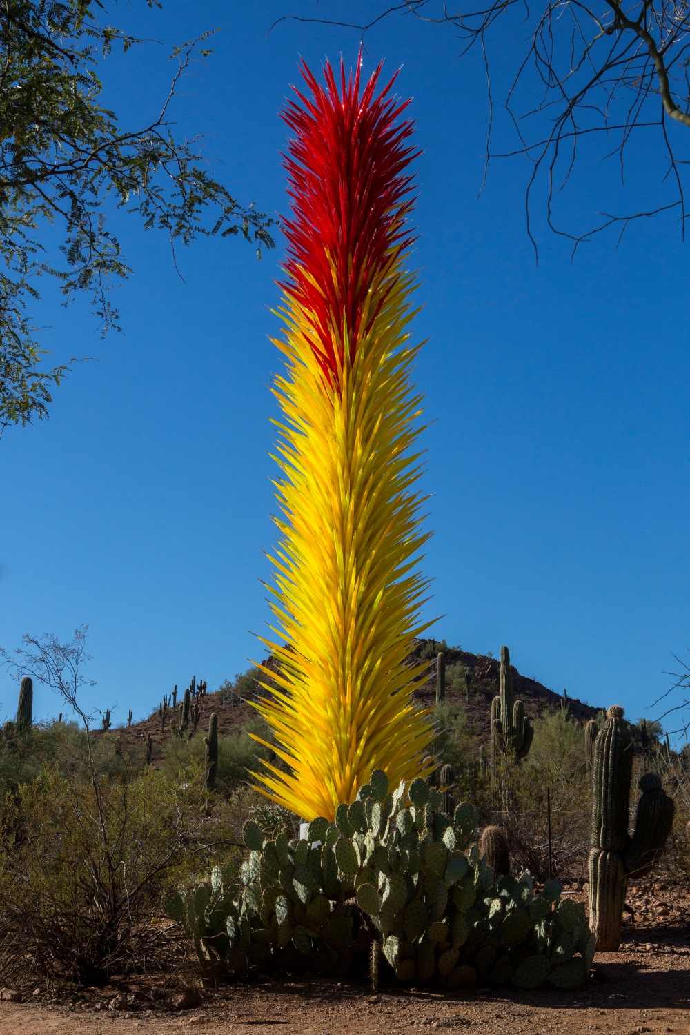 Dale Chihuly, Scarlet and Yellow Icicle Tower, 2013 33½ x 7 x 7'